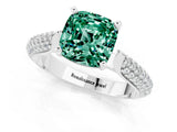 White gold Cushion Cut Diamond Solitaire Engagement Ring with Pavé Band and Four-Prong Setting_1