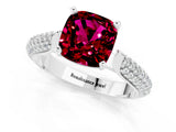 White gold Cushion Cut Diamond Solitaire Engagement Ring with Pavé Band and Four-Prong Setting_1