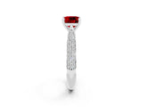 White gold Cushion Cut Diamond Solitaire Engagement Ring with Pavé Band and Four-Prong Setting_2