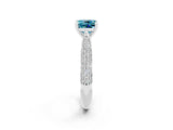 White gold Cushion Cut Diamond Solitaire Engagement Ring with Pavé Band and Four-Prong Setting_2