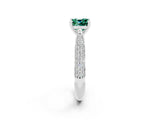 White gold Cushion Cut Diamond Solitaire Engagement Ring with Pavé Band and Four-Prong Setting_2