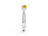 White gold Cushion Cut Diamond Solitaire Engagement Ring with Pavé Band and Four-Prong Setting_2