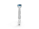 White gold Cushion Cut Diamond Solitaire Engagement Ring with Pavé Band and Four-Prong Setting_2