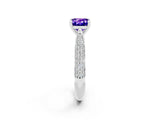White gold Cushion Cut Diamond Solitaire Engagement Ring with Pavé Band and Four-Prong Setting_2