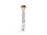 White gold Cushion Cut Diamond Solitaire Engagement Ring with Pavé Band and Four-Prong Setting_2