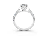 White gold Cushion Cut Diamond Solitaire Engagement Ring with Pavé Band and Four-Prong Setting_3