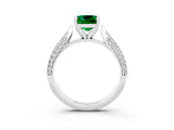 White gold Cushion Cut Diamond Solitaire Engagement Ring with Pavé Band and Four-Prong Setting_3