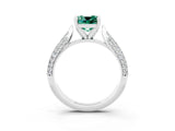 White gold Cushion Cut Diamond Solitaire Engagement Ring with Pavé Band and Four-Prong Setting_3