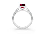 White gold Cushion Cut Diamond Solitaire Engagement Ring with Pavé Band and Four-Prong Setting_3