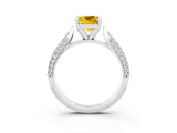 White gold Cushion Cut Diamond Solitaire Engagement Ring with Pavé Band and Four-Prong Setting_3