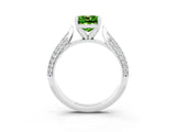 White gold Cushion Cut Diamond Solitaire Engagement Ring with Pavé Band and Four-Prong Setting_3