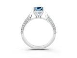 White gold Cushion Cut Diamond Solitaire Engagement Ring with Pavé Band and Four-Prong Setting_3