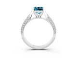 White gold Cushion Cut Diamond Solitaire Engagement Ring with Pavé Band and Four-Prong Setting_3
