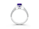 White gold Cushion Cut Diamond Solitaire Engagement Ring with Pavé Band and Four-Prong Setting_3
