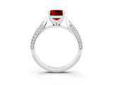 White gold Cushion Cut Diamond Solitaire Engagement Ring with Pavé Band and Four-Prong Setting_3