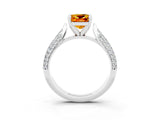 White gold Cushion Cut Diamond Solitaire Engagement Ring with Pavé Band and Four-Prong Setting_3