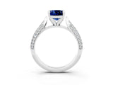 White gold Cushion Cut Diamond Solitaire Engagement Ring with Pavé Band and Four-Prong Setting_3