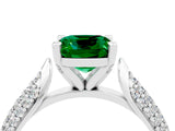 White gold Cushion Cut Diamond Solitaire Engagement Ring with Pavé Band and Four-Prong Setting_4
