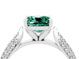 White gold Cushion Cut Diamond Solitaire Engagement Ring with Pavé Band and Four-Prong Setting_4