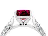 White gold Cushion Cut Diamond Solitaire Engagement Ring with Pavé Band and Four-Prong Setting_4