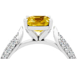 White gold Cushion Cut Diamond Solitaire Engagement Ring with Pavé Band and Four-Prong Setting_4