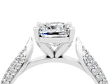 White gold Cushion Cut Diamond Solitaire Engagement Ring with Pavé Band and Four-Prong Setting_4