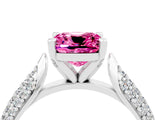 White gold Cushion Cut Diamond Solitaire Engagement Ring with Pavé Band and Four-Prong Setting_4