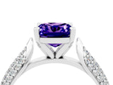 White gold Cushion Cut Diamond Solitaire Engagement Ring with Pavé Band and Four-Prong Setting_4