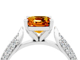 White gold Cushion Cut Diamond Solitaire Engagement Ring with Pavé Band and Four-Prong Setting_4