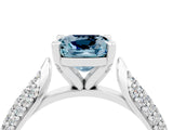 White gold Cushion Cut Diamond Solitaire Engagement Ring with Pavé Band and Four-Prong Setting_4