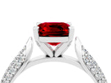 White gold Cushion Cut Diamond Solitaire Engagement Ring with Pavé Band and Four-Prong Setting_4