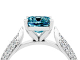 White gold Cushion Cut Diamond Solitaire Engagement Ring with Pavé Band and Four-Prong Setting_4
