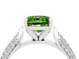 White gold Cushion Cut Diamond Solitaire Engagement Ring with Pavé Band and Four-Prong Setting_4