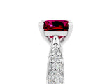 White gold Cushion Cut Diamond Solitaire Engagement Ring with Pavé Band and Four-Prong Setting_5