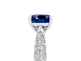 White gold Cushion Cut Diamond Solitaire Engagement Ring with Pavé Band and Four-Prong Setting_5