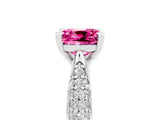 White gold Cushion Cut Diamond Solitaire Engagement Ring with Pavé Band and Four-Prong Setting_5