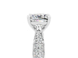 White gold Cushion Cut Diamond Solitaire Engagement Ring with Pavé Band and Four-Prong Setting_5