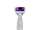 White gold Cushion Cut Diamond Solitaire Engagement Ring with Pavé Band and Four-Prong Setting_5