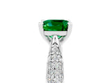 White gold Cushion Cut Diamond Solitaire Engagement Ring with Pavé Band and Four-Prong Setting_5