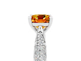 White gold Cushion Cut Diamond Solitaire Engagement Ring with Pavé Band and Four-Prong Setting_5