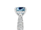 White gold Cushion Cut Diamond Solitaire Engagement Ring with Pavé Band and Four-Prong Setting_5