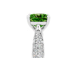 White gold Cushion Cut Diamond Solitaire Engagement Ring with Pavé Band and Four-Prong Setting_5