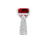 White gold Cushion Cut Diamond Solitaire Engagement Ring with Pavé Band and Four-Prong Setting_5