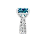 White gold Cushion Cut Diamond Solitaire Engagement Ring with Pavé Band and Four-Prong Setting_5