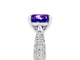White gold Cushion Cut Diamond Solitaire Engagement Ring with Pavé Band and Four-Prong Setting_5