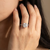 White gold Cushion Cut Diamond Solitaire Engagement Ring with Pavé Band and Prong Setting_74