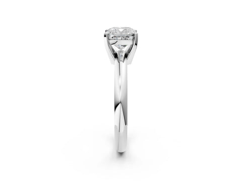 White gold Cushion Cut Diamond Solitaire Engagement Ring with Round Band and Four-Prong Setting_358