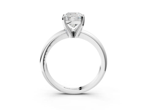 White gold Cushion Cut Diamond Solitaire Engagement Ring with Round Band and Four-Prong Setting_359