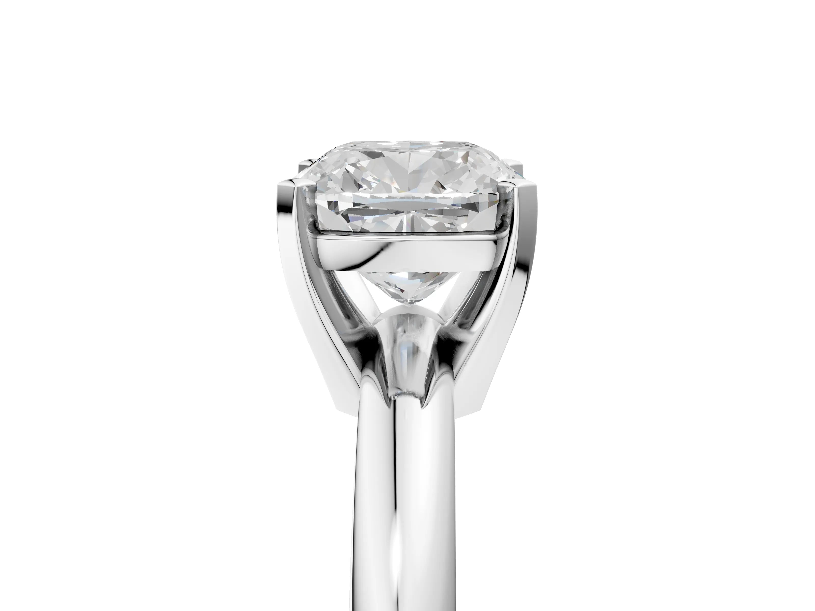 White gold Cushion Cut Diamond Solitaire Engagement Ring with Round Band and Four-Prong Setting_361