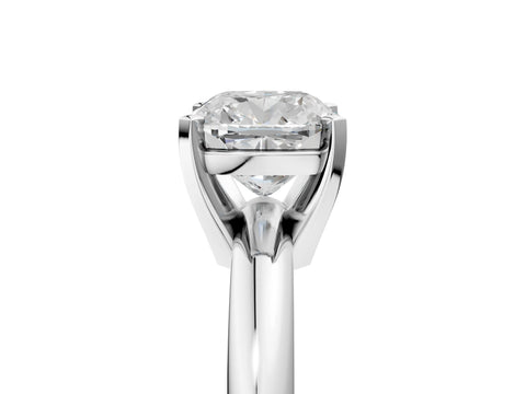 White gold Cushion Cut Diamond Solitaire Engagement Ring with Round Band and Four-Prong Setting_361